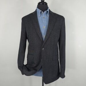 Joseph Abboud Blazer Mens Medium Gray Herringbone Elbow Patch Sport Coat Jacket